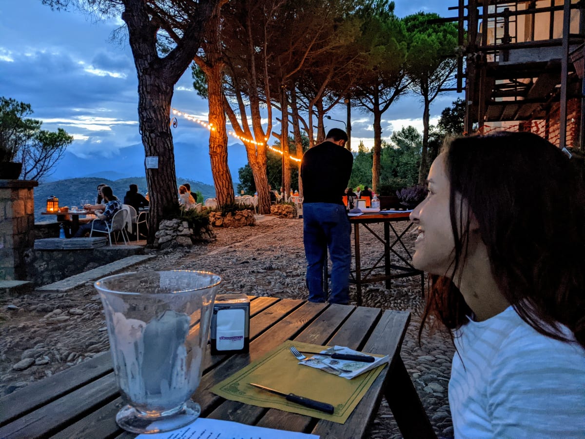 Pizza on the backup bench – the best seat of the evening.