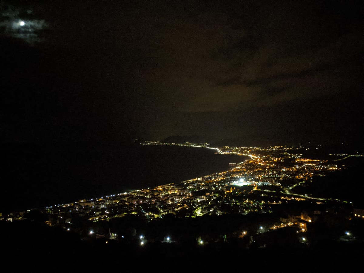 Finale Ligure at night.
