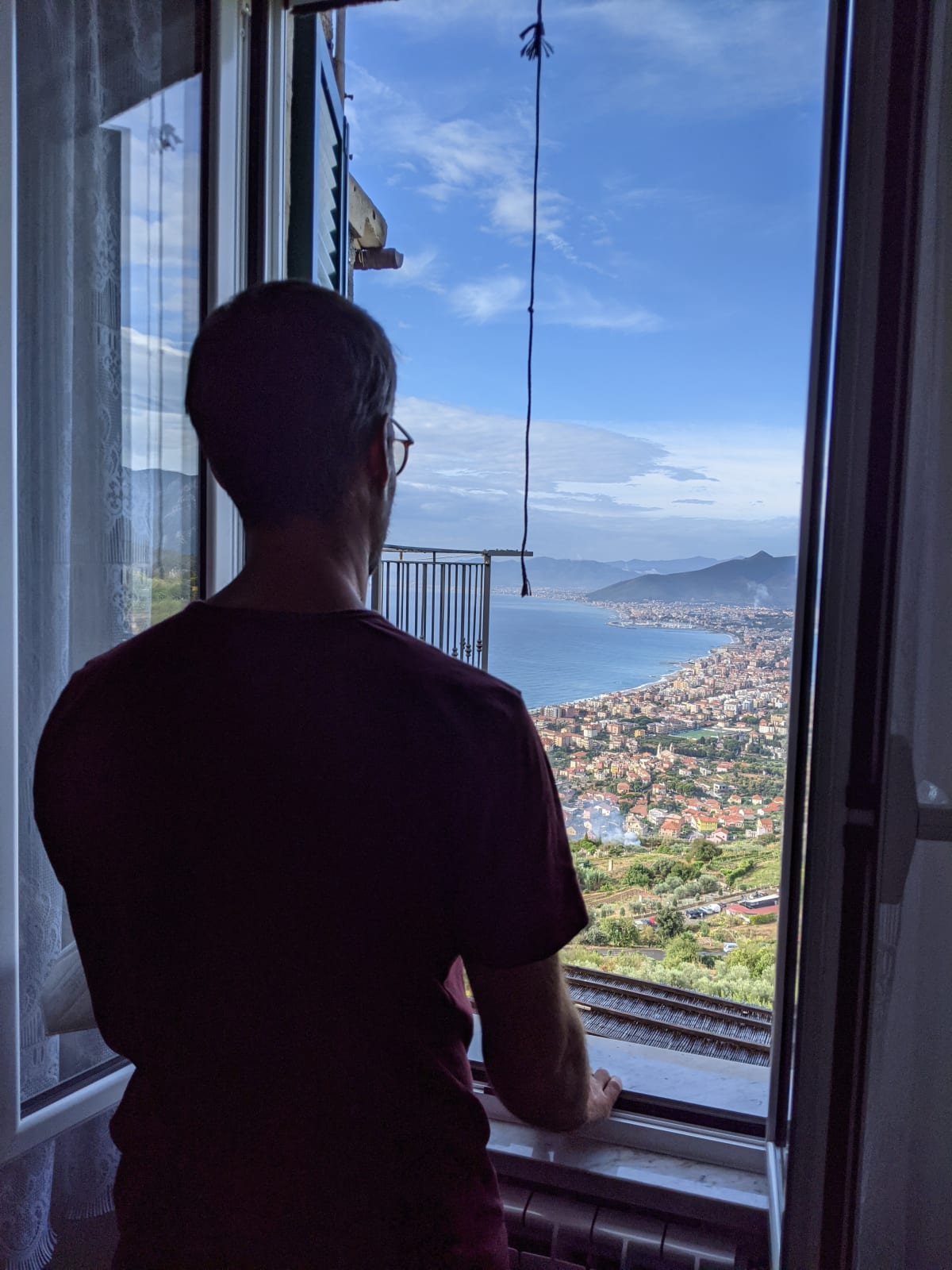 Fred enjoying the view from the room.