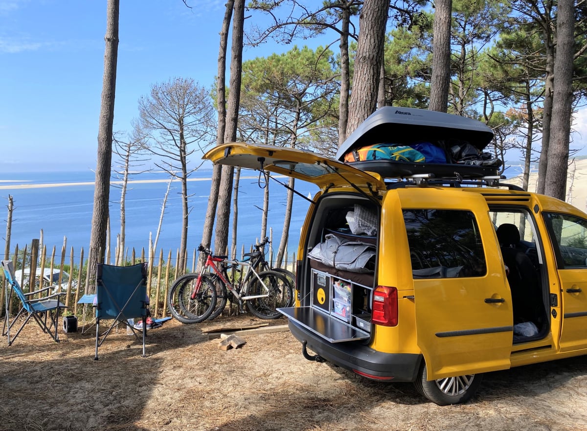 Auf dem wunderschönen Campingplatz Dune du Pyla in Frankreich – unser bisher grandiosester Stellplatz.