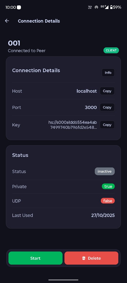 Connection Details Screen