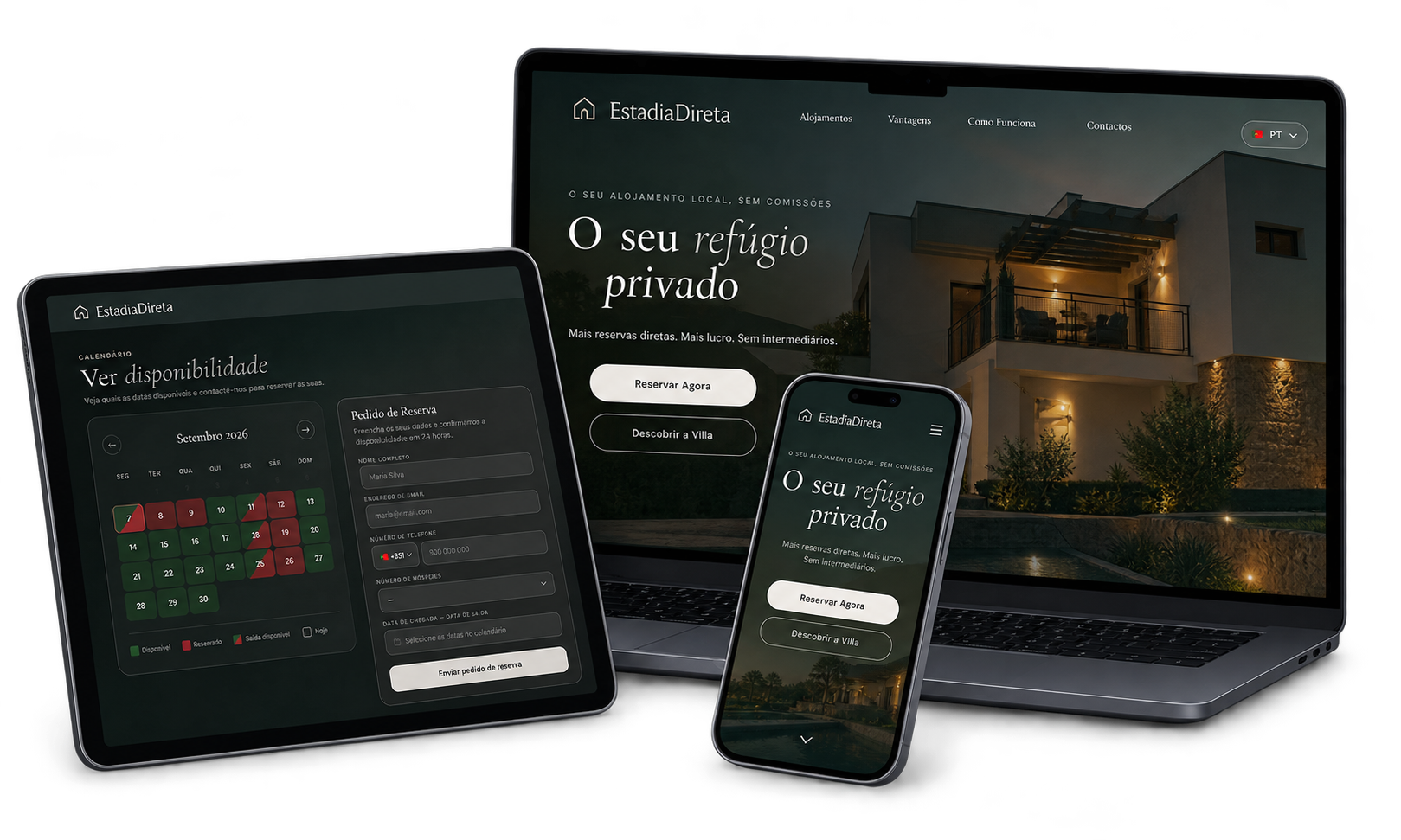 Fotografia da propriedade com o site EstadiaDireta em destaque