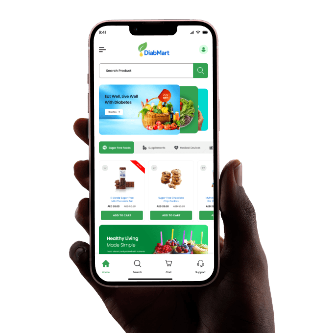 Mobile phone showing app interface