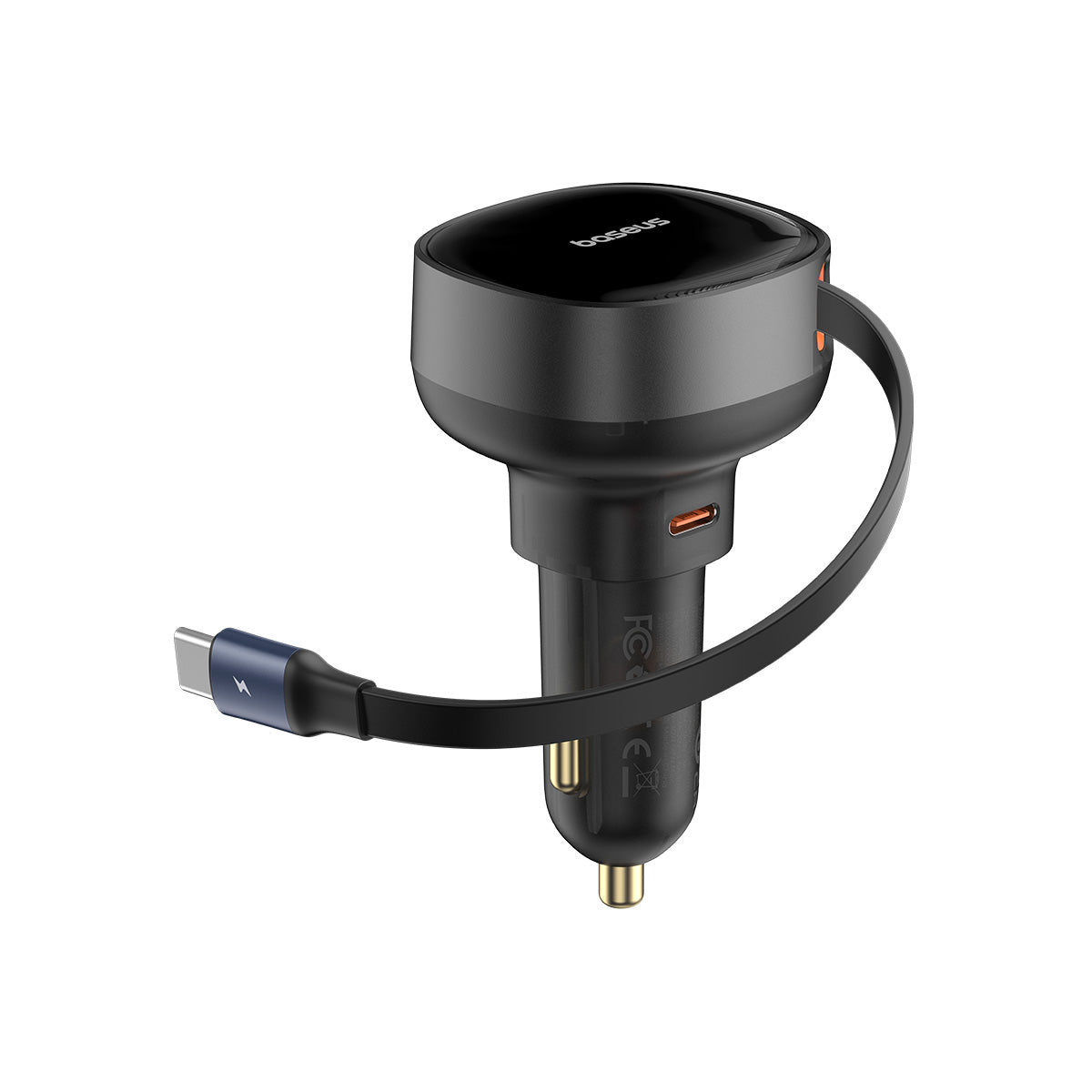 Enjoyment Pro - BASEUS Car Charger Retractable Type-C & Type-C Cable 60W Black