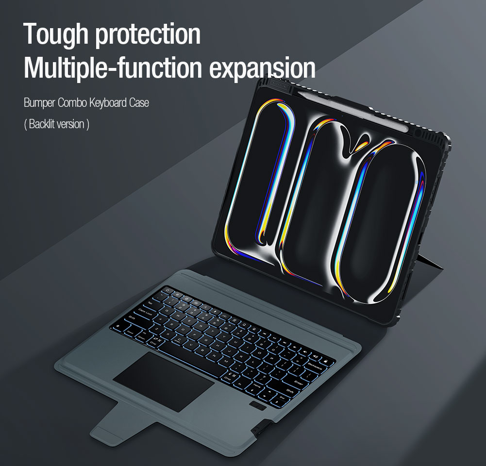 iPad Pro 13 2024 - NILLKIN Bumper Combo Keyboard Case Backlit Black