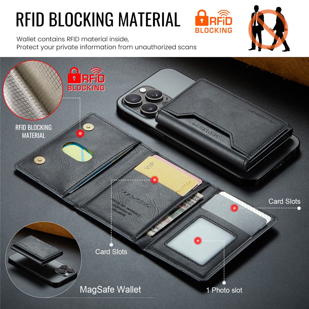 Wallet Bag - RFID Magnetic MagSafe Holder Black - 6