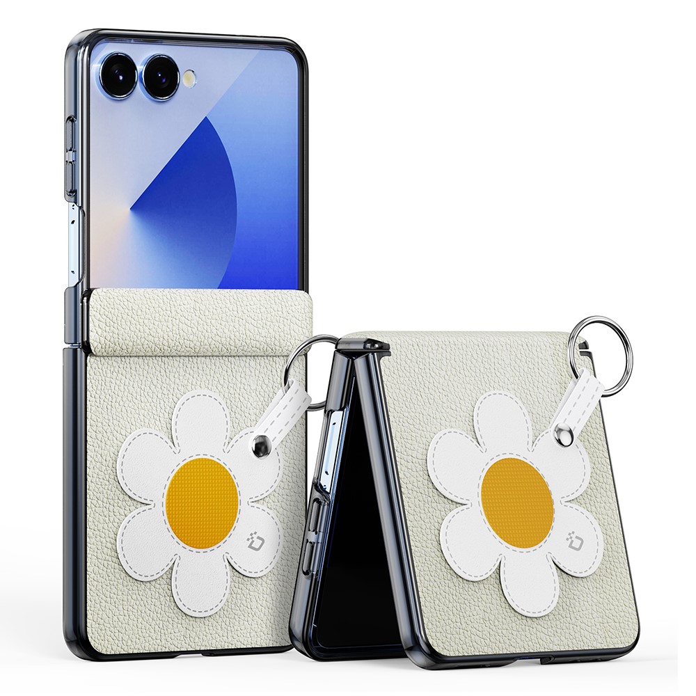Samsung Galaxy Z Flip 7 - DUX DUCIS Leather With Ring Starlight Daisy