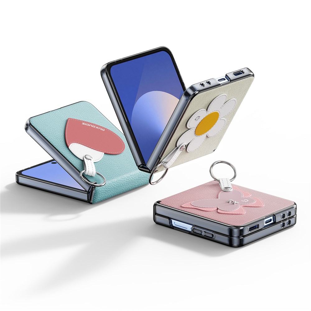 Samsung Galaxy Z Flip 7 - DUX DUCIS Leather With Ring Starlight Daisy - 4