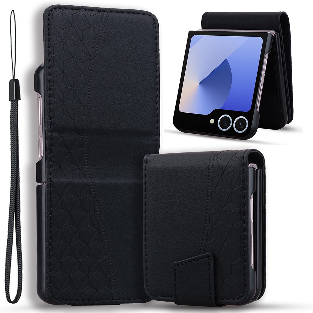 Samsung Galaxy Z Flip 7 - Leather Wallet Black