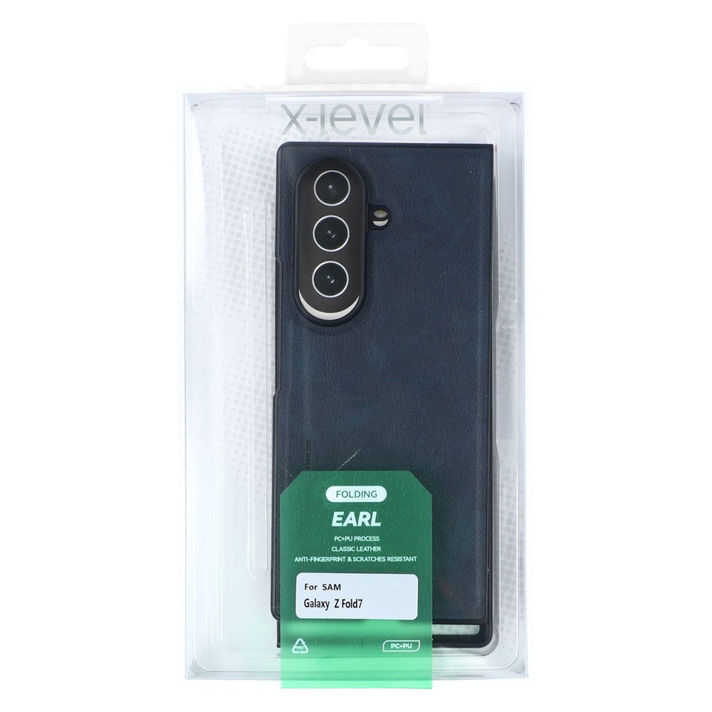 Samsung Galaxy Z Fold 7 - X-LEVEL Series Bojue 3 Leather Blue - 5