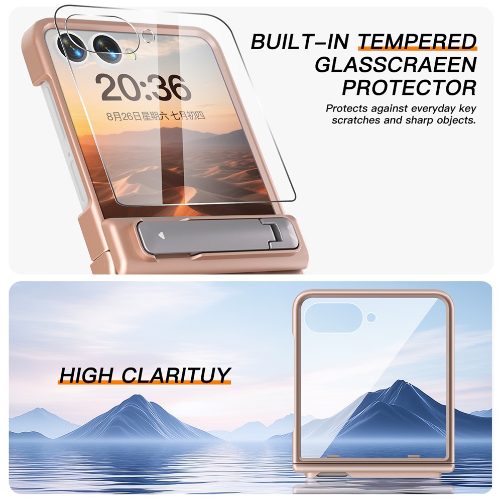 Samsung Galaxy Z Flip 7 - Kickstand Case Built-In Rose Gold - 3