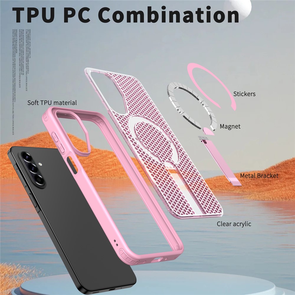 Samsung Galaxy A17 - Magnetic Kickstand Grid Pink - 5