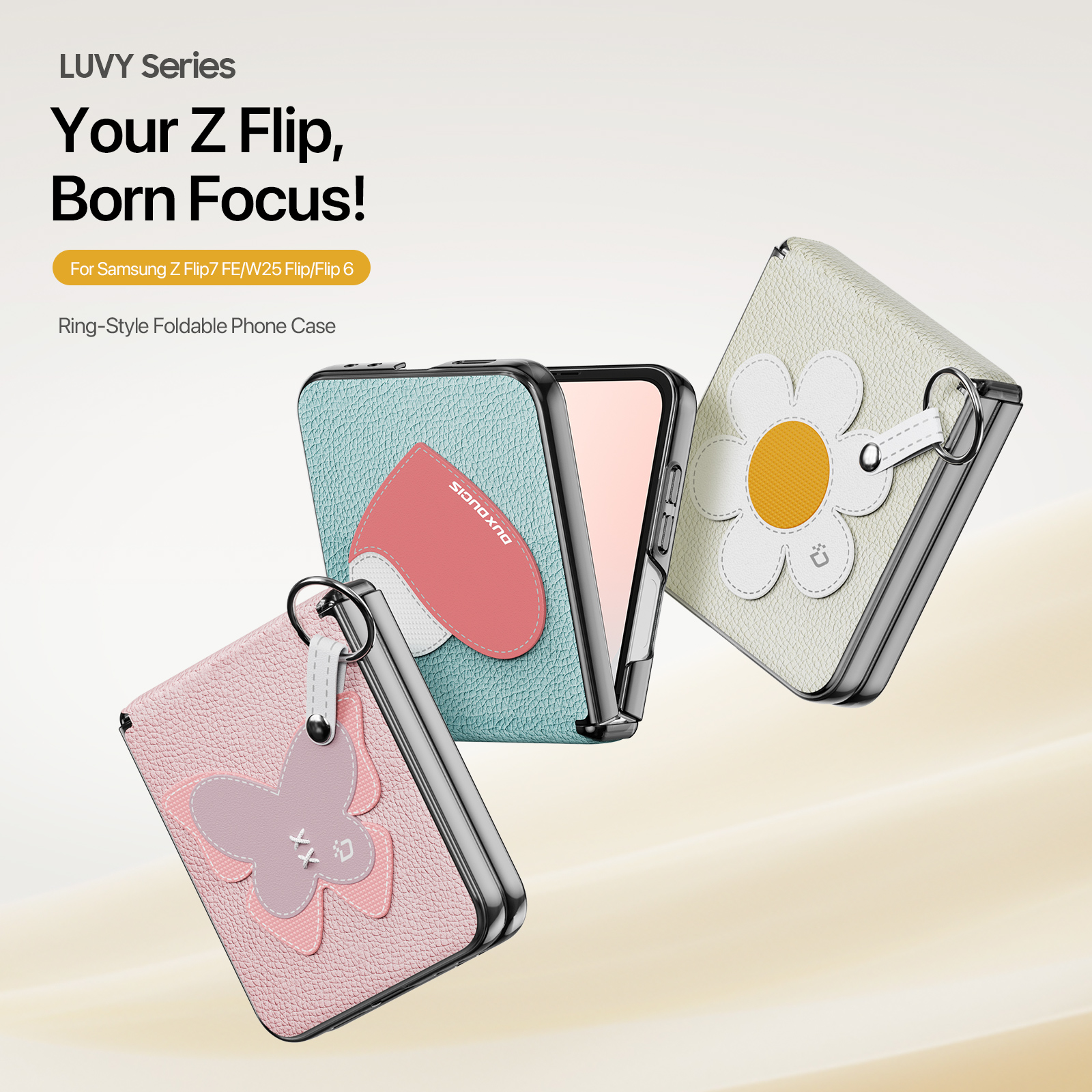 Samsung Galaxy Z Flip 7 FE - DUX DUCIS Luvy Series Light Pink Butterfly - 5