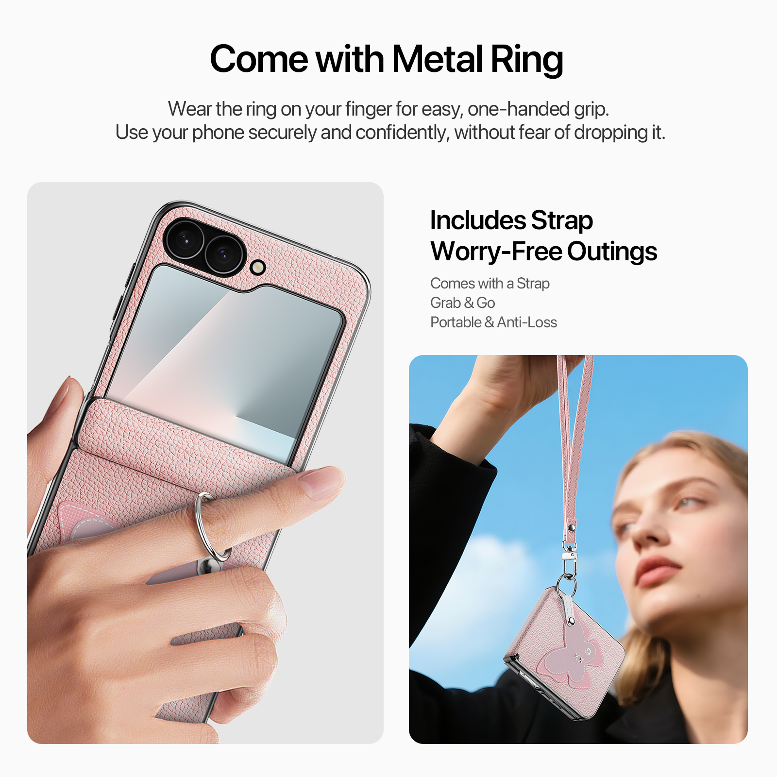 Samsung Galaxy Z Flip 7 FE - DUX DUCIS Luvy Series Light Pink Butterfly - 6