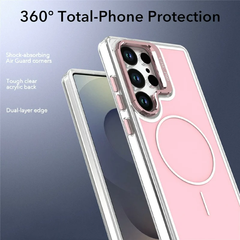 Samsung Galaxy S25 Ultra - Matching Color Lens Kickstand Pink - 6