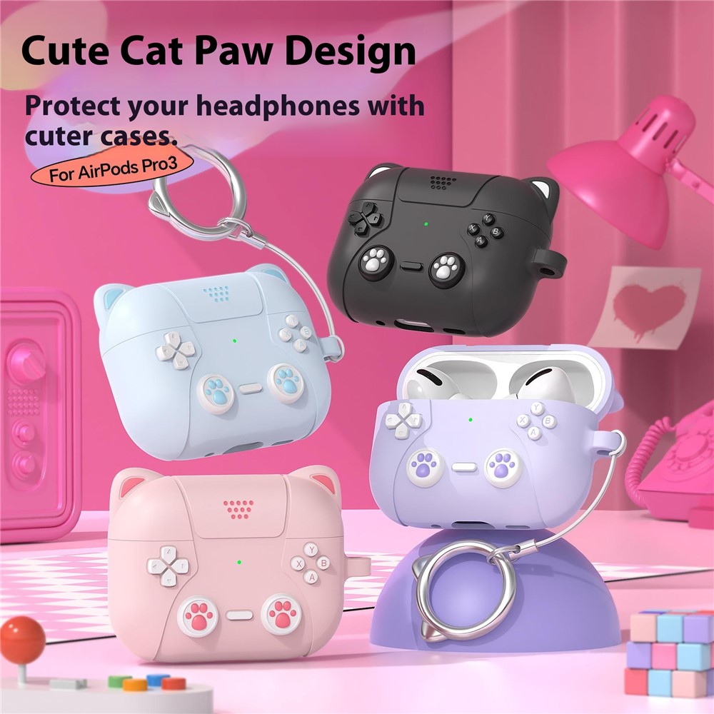 Apple AirPods Pro 3 - Silicone Cat Game Light Pink - 5