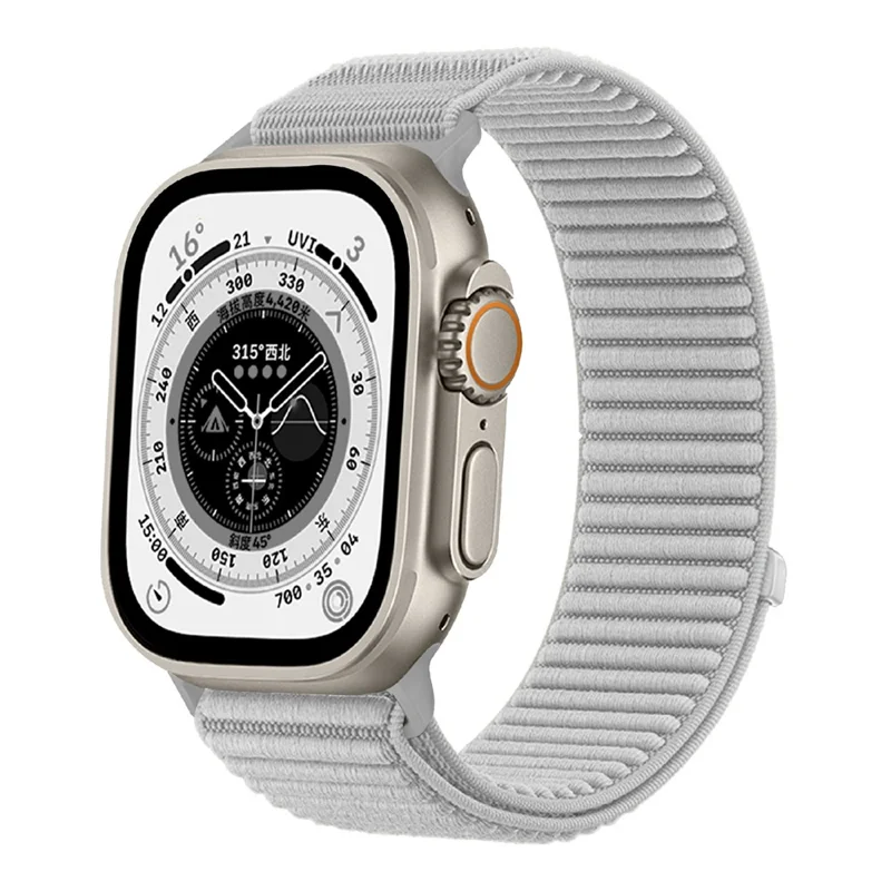 Apple Watch 45/49mm - Magic Tape Nylon Woven Grey - 4
