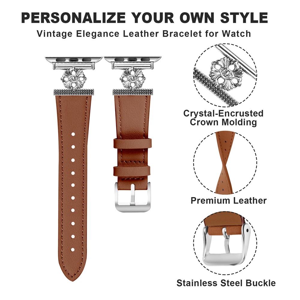 Apple Watch 46/49mm - Leather Design Brown - 4