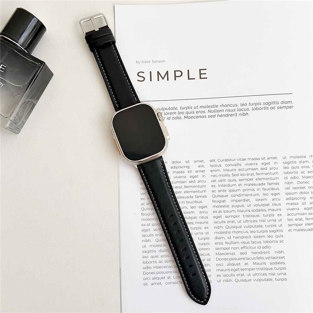 Apple Watch 46/49mm - Leather Strap Black - 2