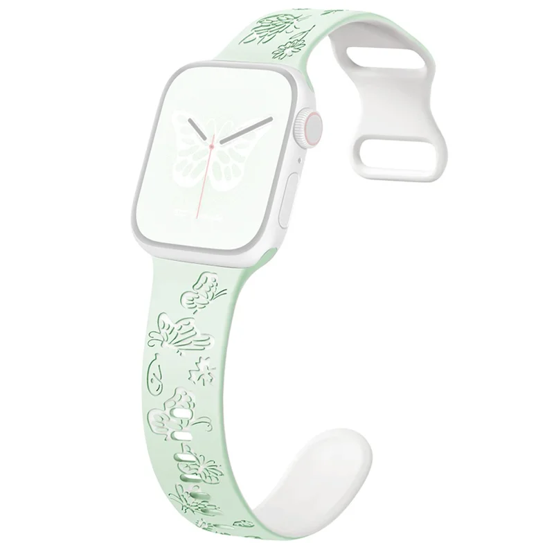 Apple Watch 46/49mm - Silicone Strap Light Mint Green White - 2