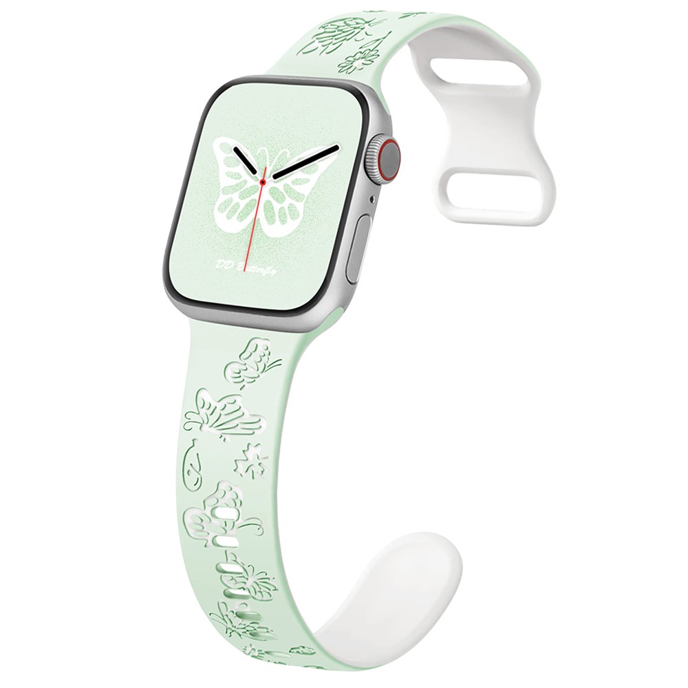 Apple Watch 46/49mm - Silicone Strap Light Mint Green White - 3