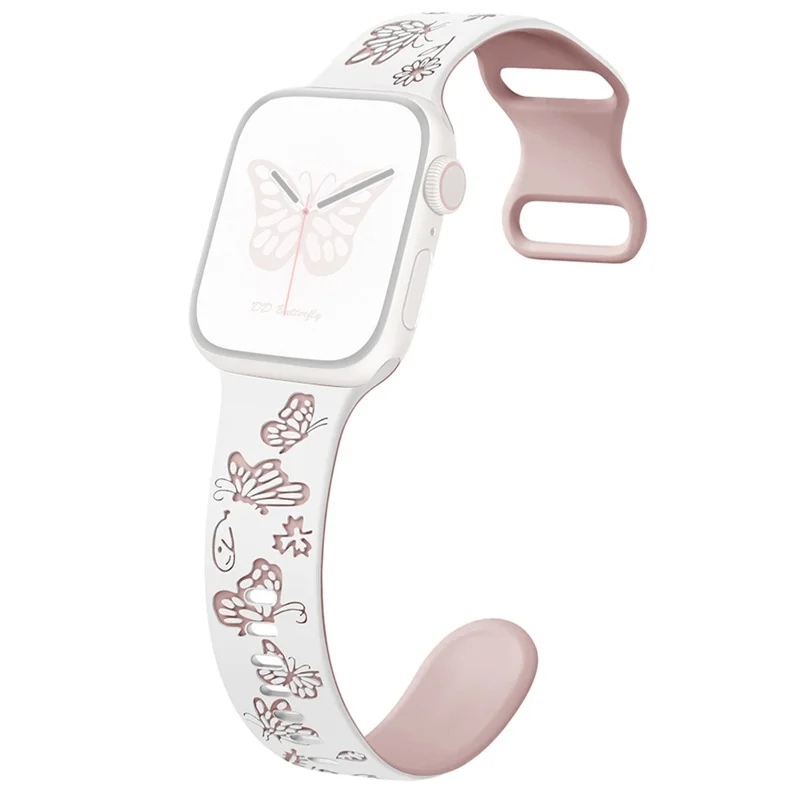 Apple Watch 46/49mm - Silicone Strap White Pink - 2
