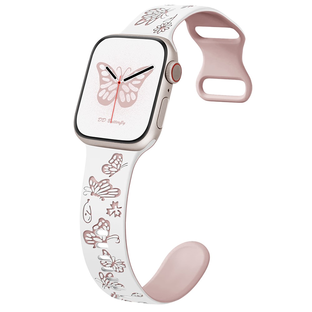 Apple Watch 46/49mm - Silicone Strap White Pink - 3