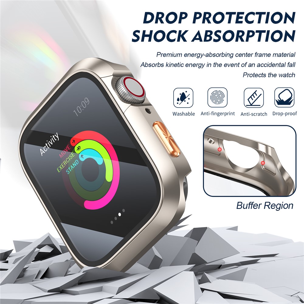 Apple Watch Series10/11 46mm - Orange Texture Button Starlight - 2