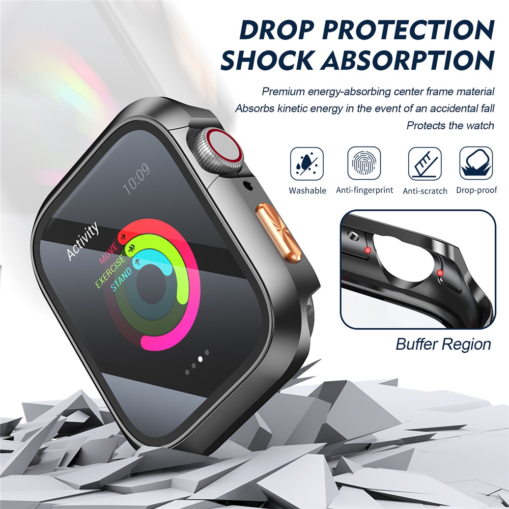 Apple Watch Series10/11 46mm - Orange Texture Button Titanium Black - 2