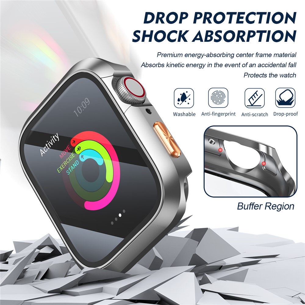 Apple Watch Series10/11 46mm - Orange Texture Button Titanium Gold - 2