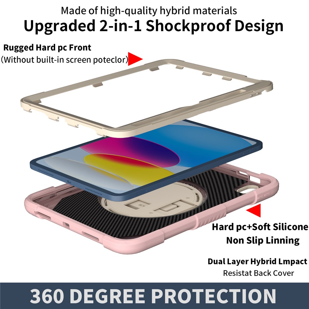 iPad 10.9 2022 - Shockproof With Handle Strap Rose Gold - 4