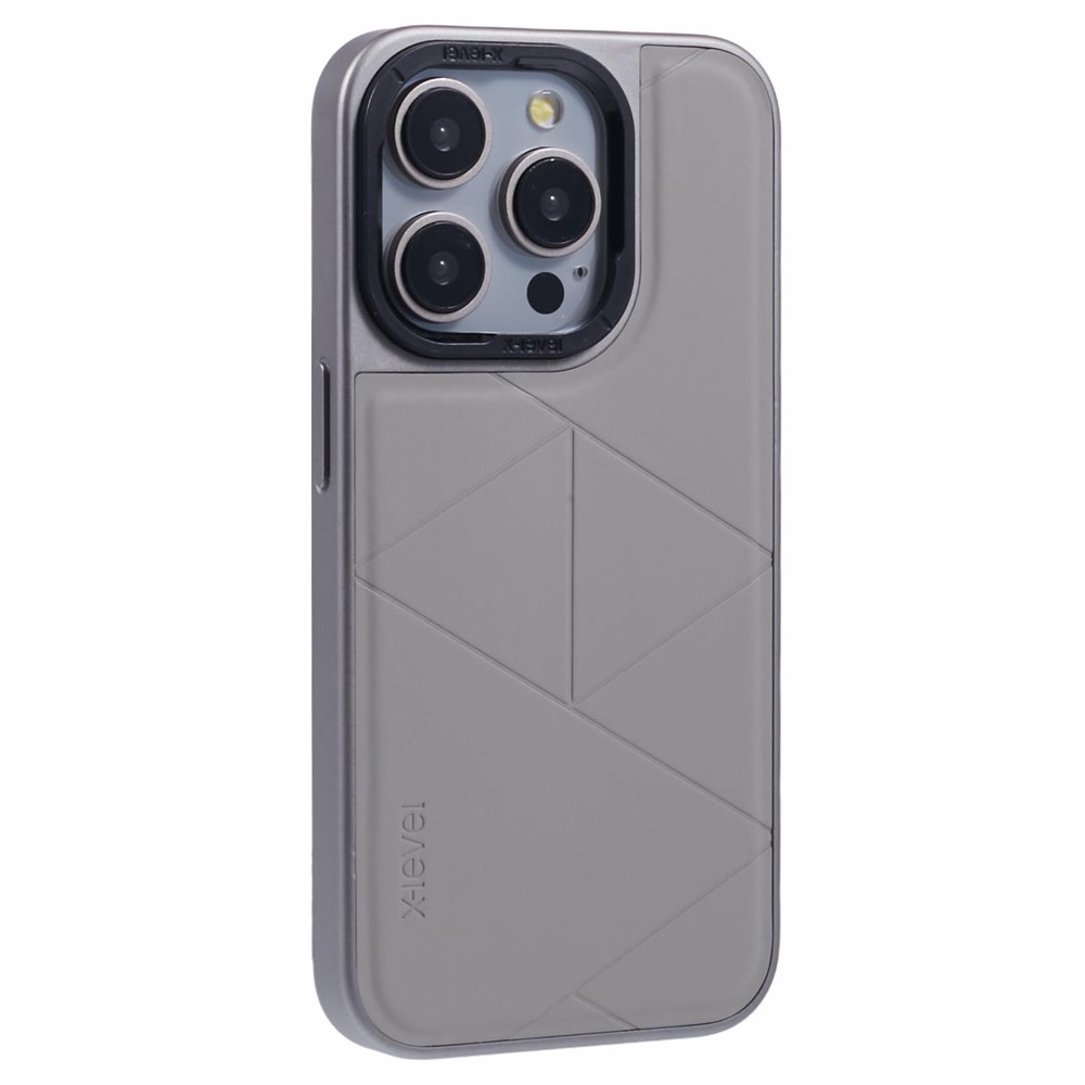 iPhone 15 Pro Max - X-LEVEL Geometric Leather Titanium Grey