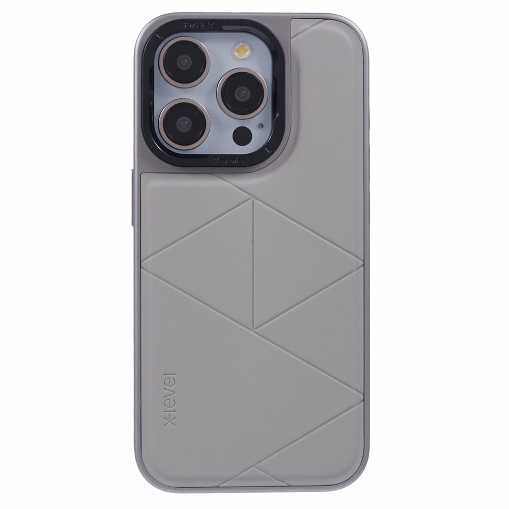 iPhone 15 Pro Max - X-LEVEL Geometric Leather Titanium Grey - 3