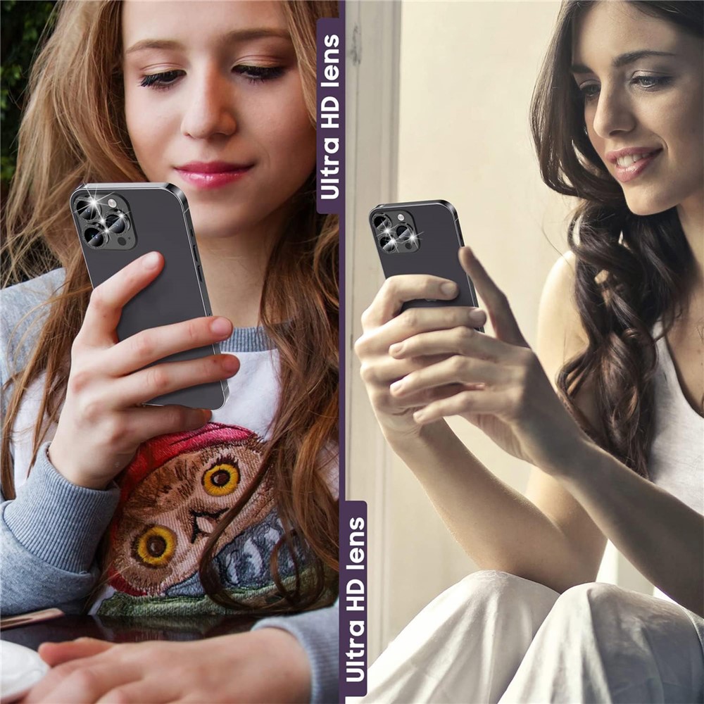 iPhone 15 Pro/15 Pro Max - Camera Lens Glass Protector Glitter Black - 5