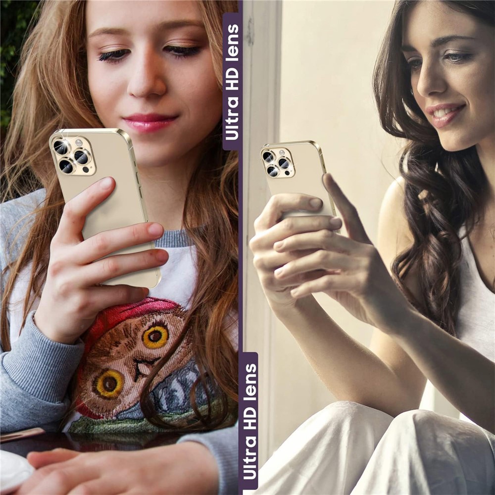 iPhone 15 Pro/15 Pro Max - Camera Lens Glass Protector Glitter Gold - 5