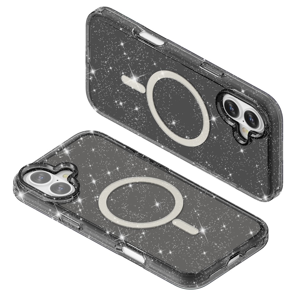 iPhone 16 - Glitter Powder With MagSafe Transparent Black - 5