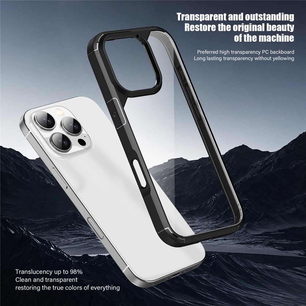 iPhone 16 Pro Max - IPAKY Shockproof Clear Back Black - 3