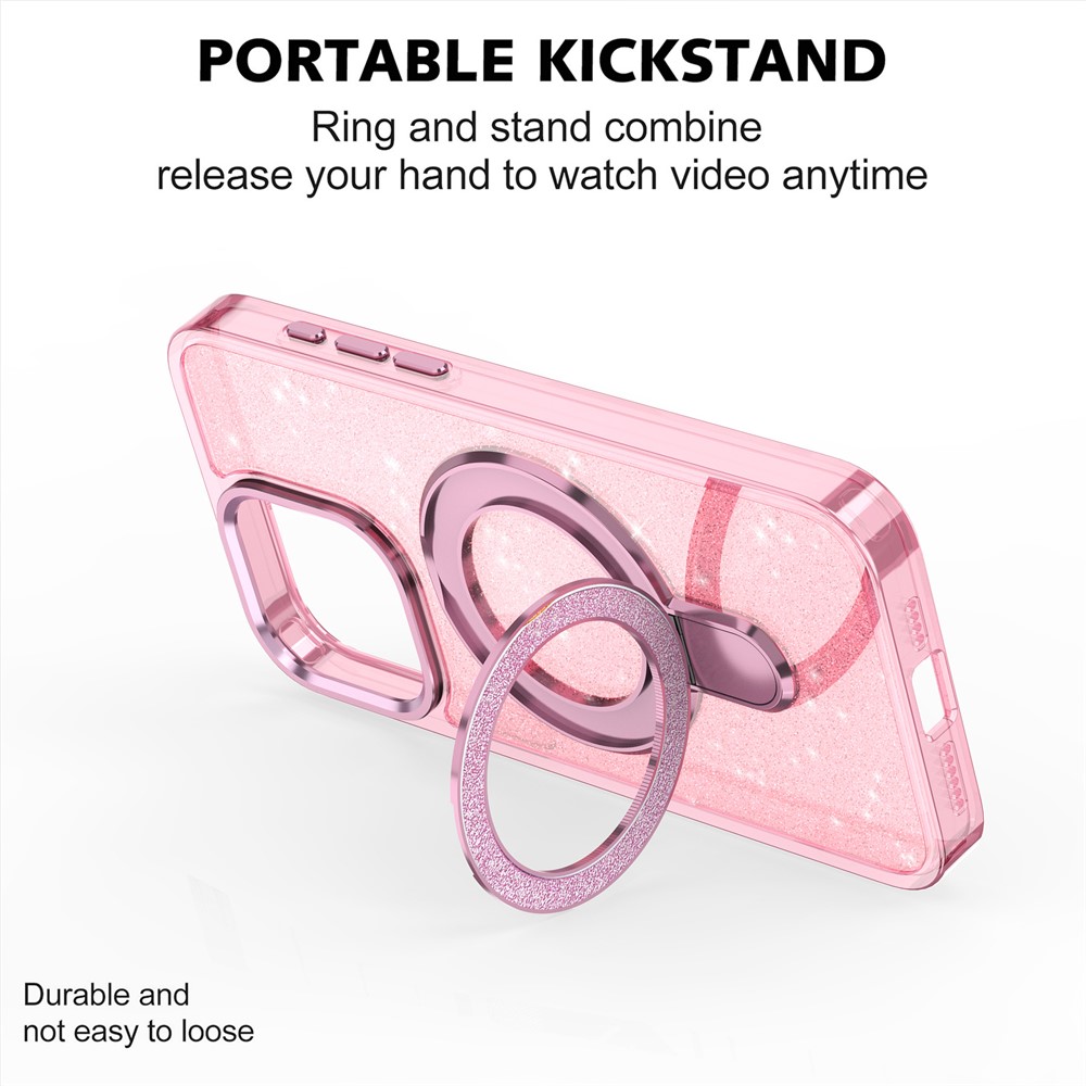 iPhone 16 Pro Max - Kickstand Glitter Transparent - 4