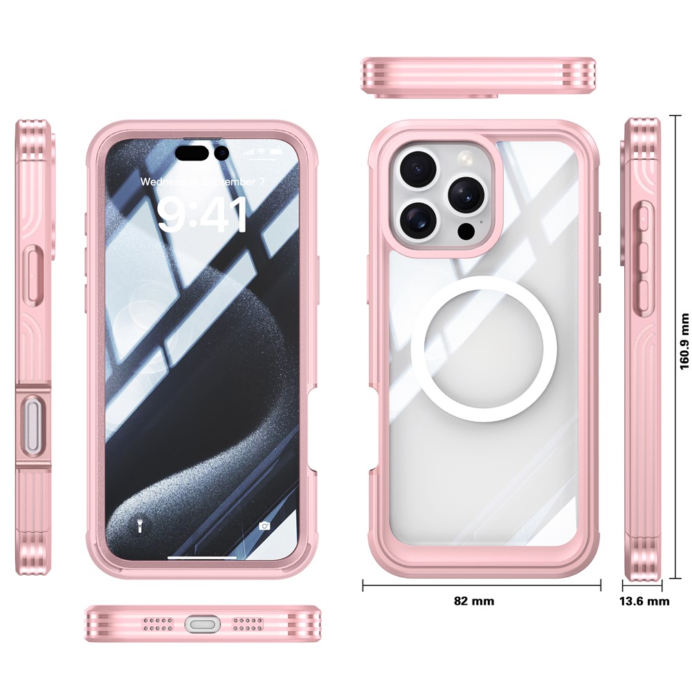 iPhone 16 Pro Max - Magnetic With Tempered Galss Rugged Pink - 4