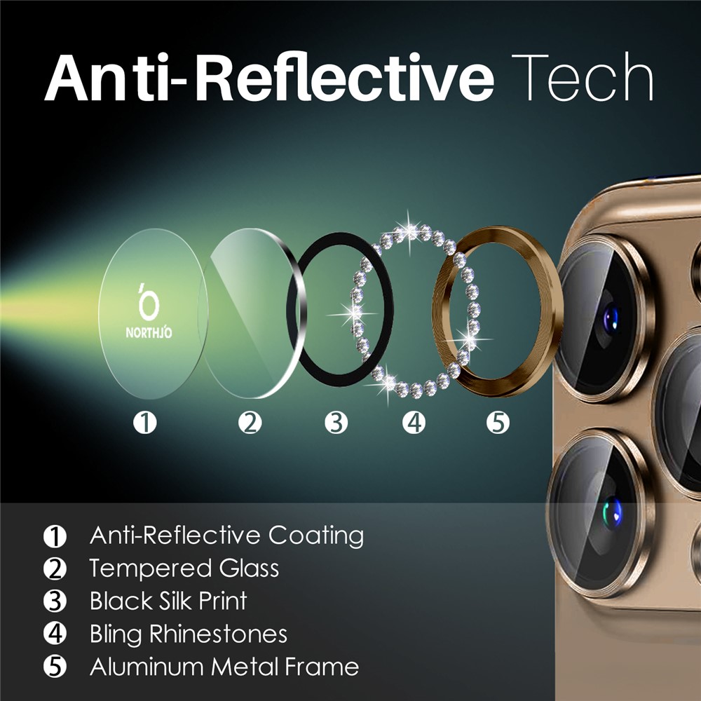 iPhone 16 Pro/16 Pro Max - Camera Lens Glass Protector Glitter Brown - 3