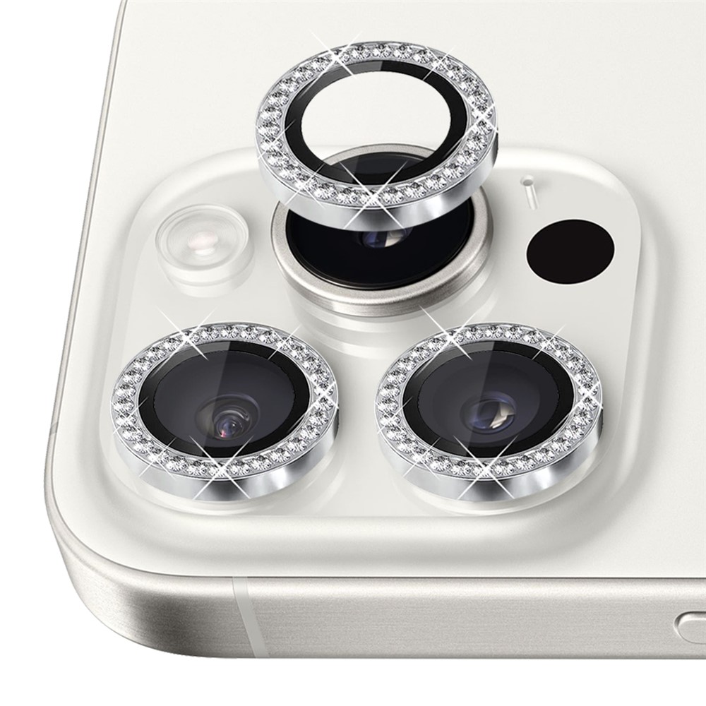 iPhone 16 Pro/16 Pro Max - Camera Lens Glass Protector Glitter Silver - 2