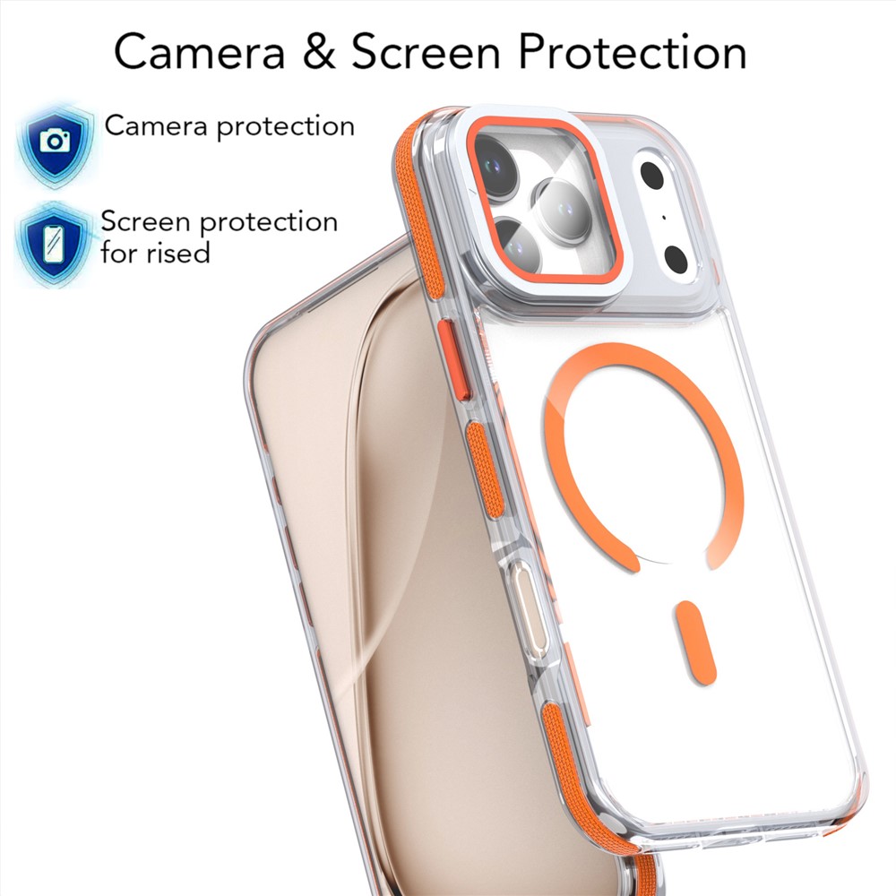 iPhone 17 Pro - Acrylic Clear With Lens Protector Orange - 5