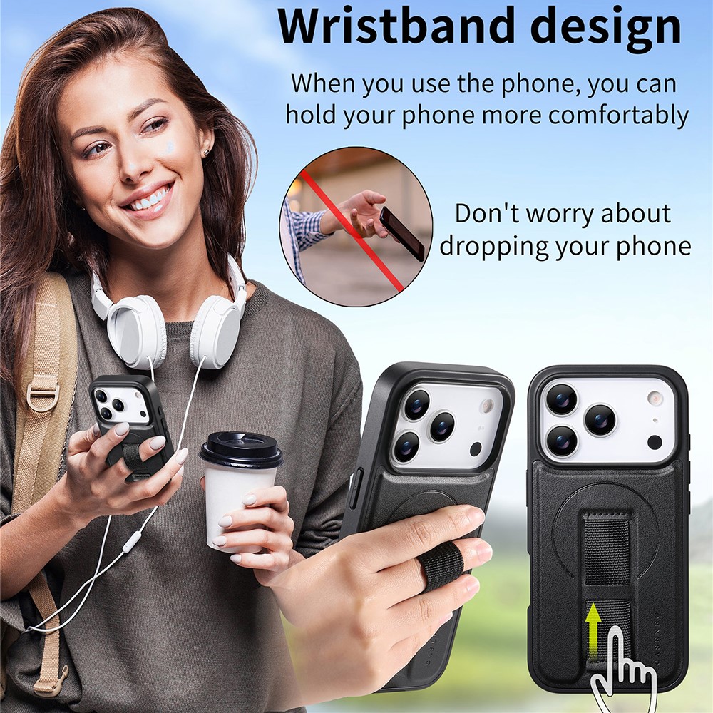 iPhone 17 Pro - CASENEO Leather Wristband Black - 2