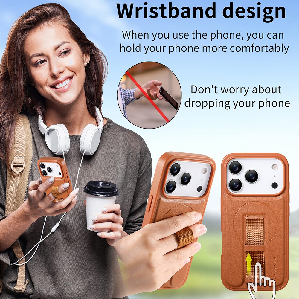 iPhone 17 Pro - CASENEO Leather Wristband Brown - 2
