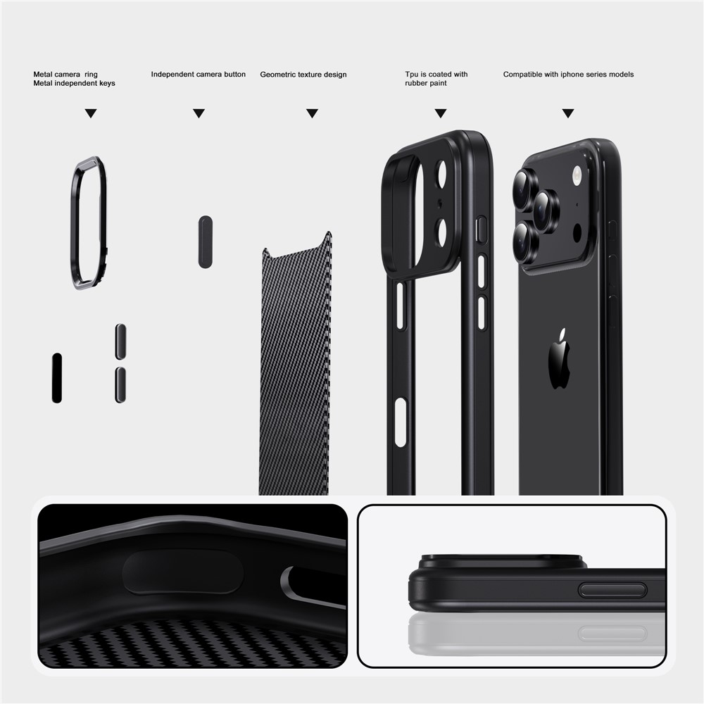 iPhone 17 Pro - IPAKY Metal Lens Shockproof Black - 4