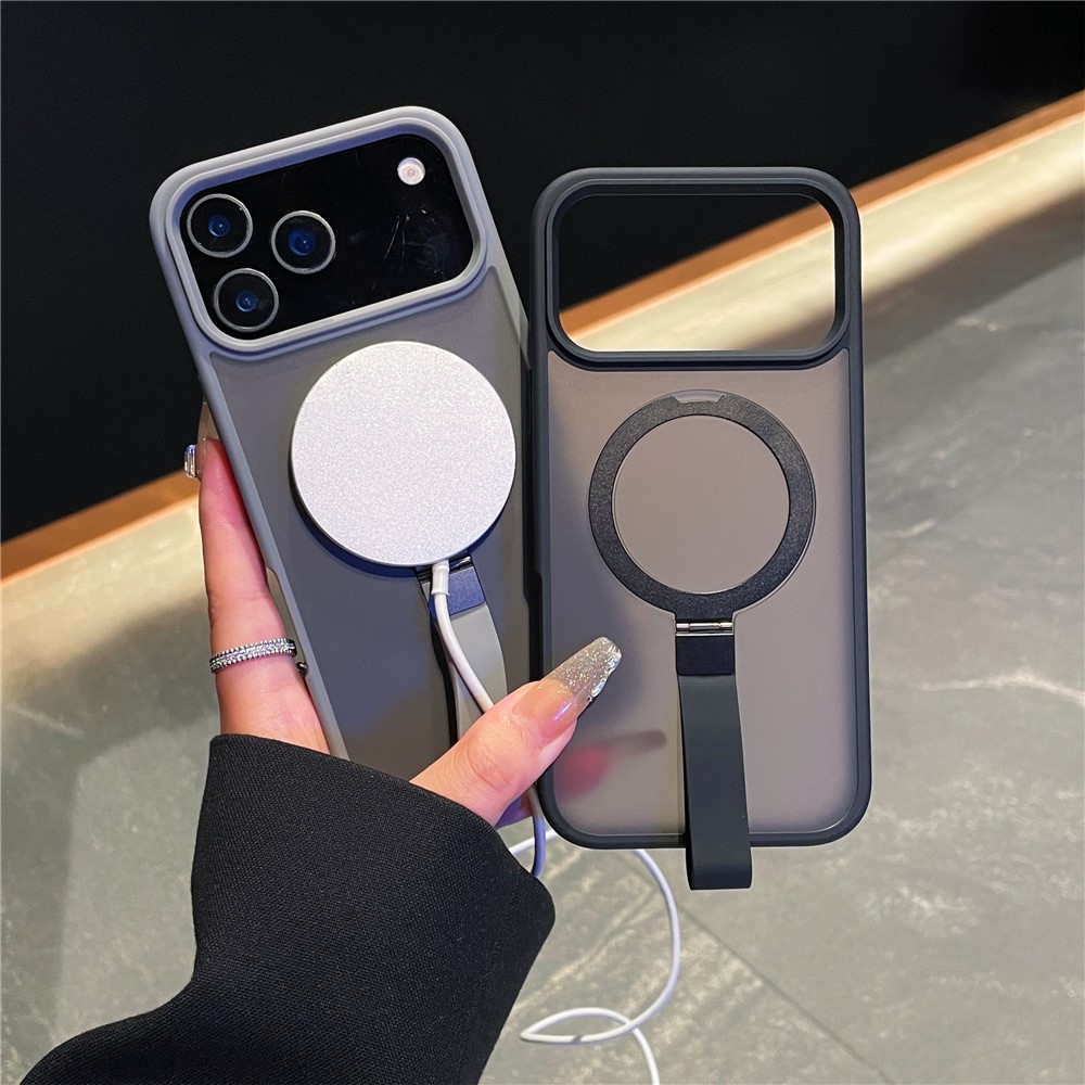 iPhone 17 Pro Max -  Integrated Lanyard Metal Ring Kickstand  Titanium Grey - 2