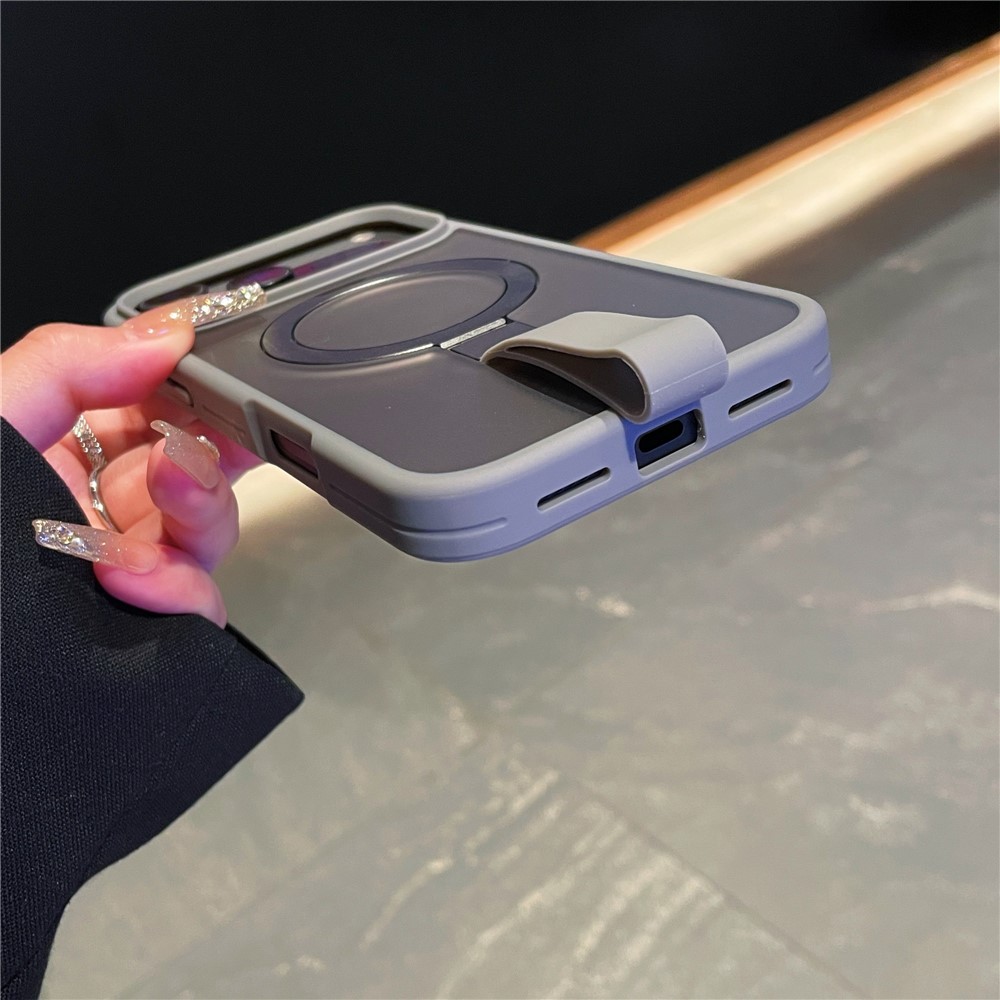 iPhone 17 Pro Max -  Integrated Lanyard Metal Ring Kickstand  Titanium Grey - 3