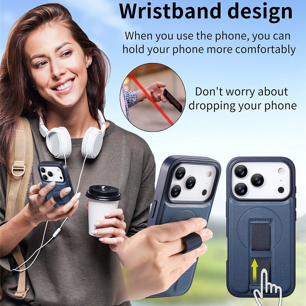 iPhone 17 Pro Max - CASENEO Leather Wristband Blue - 2