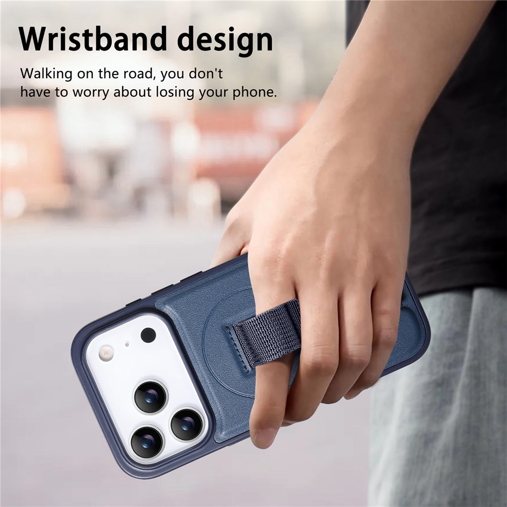 iPhone 17 Pro Max - CASENEO Leather Wristband Blue - 3