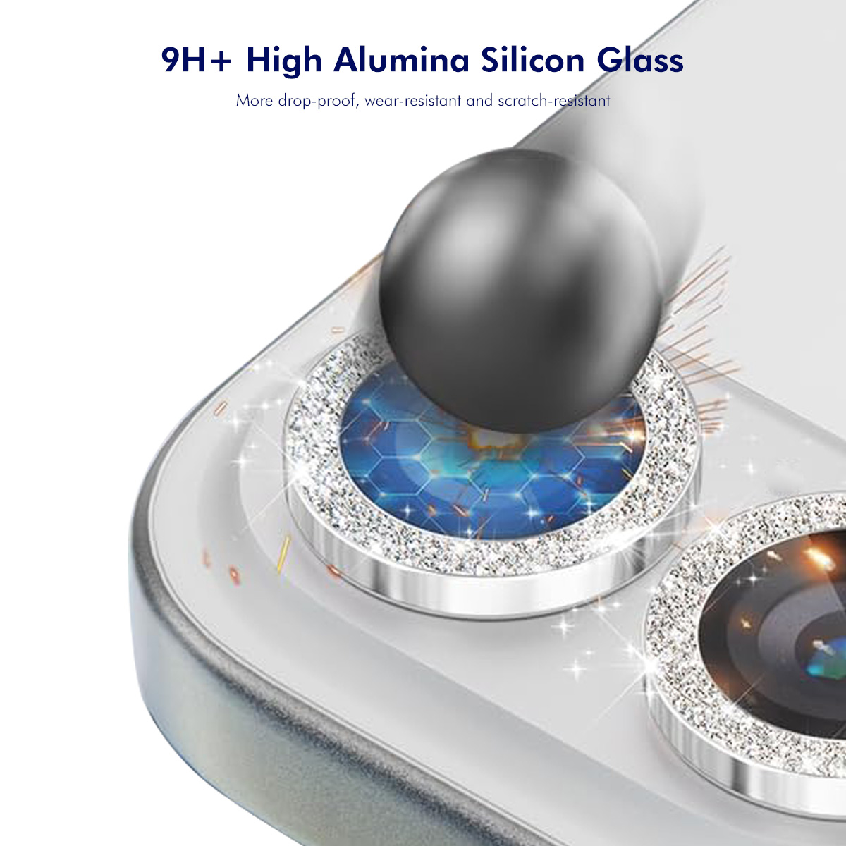 iPhone 17 Pro/17 Pro Max - ENKAY Camera Lens Glass Protector Glitter Black - 3